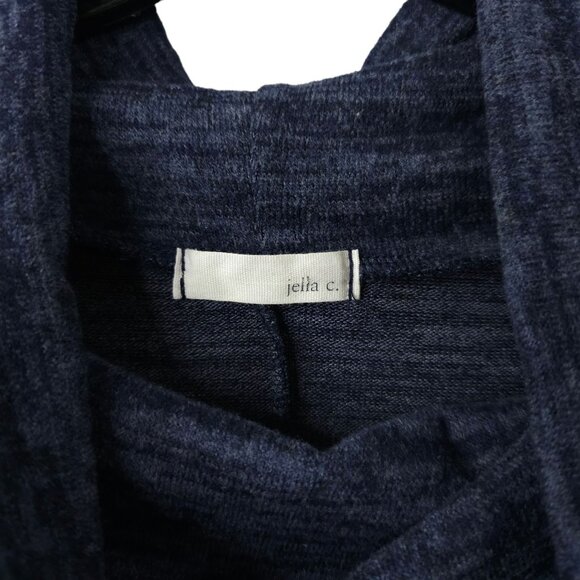 Jella C Cape Sweater Poncho Cowl Neck Womens ONE SIZE Blue Black Fleece Knit - Picture 6 of 14